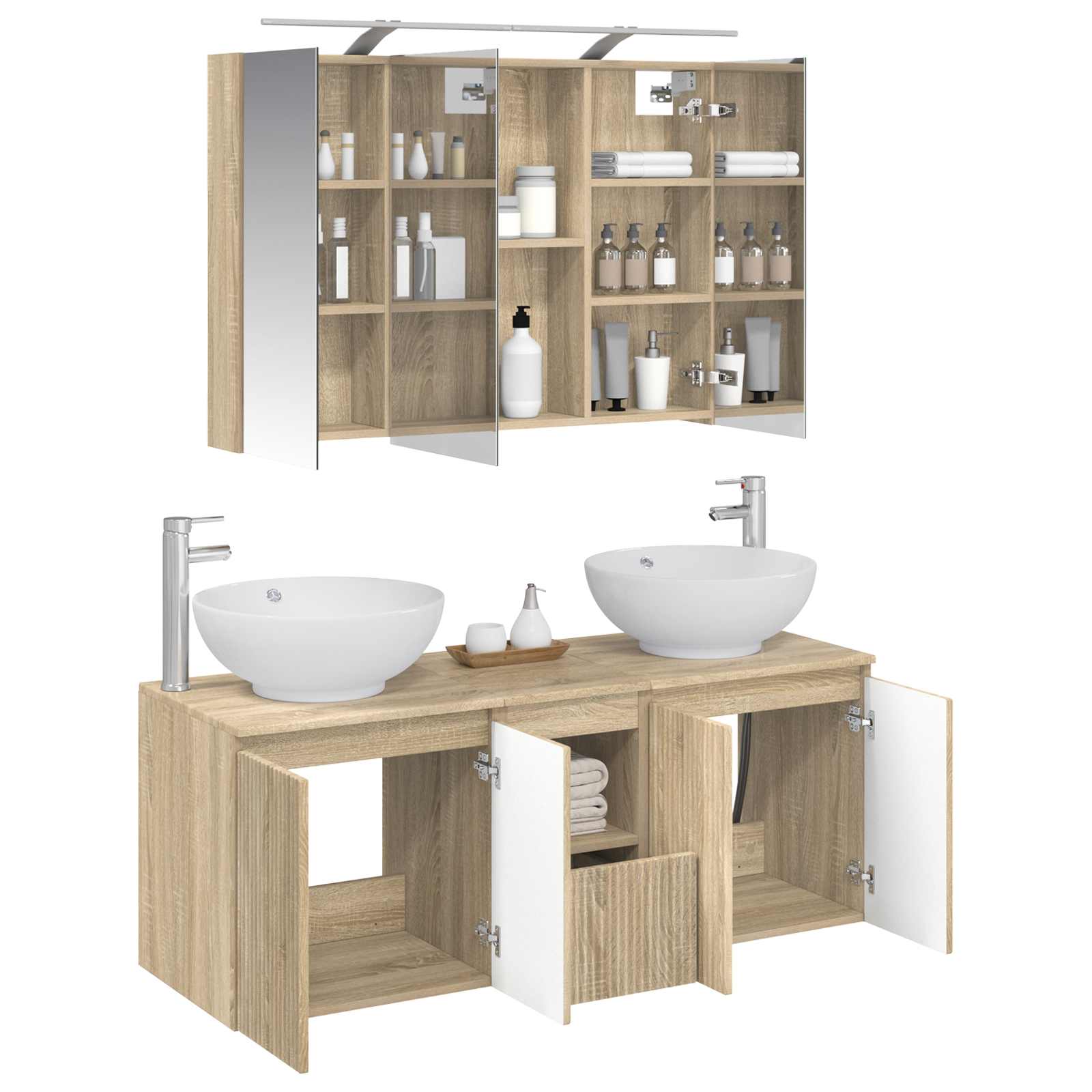 Σετ Ντουλαπιών Μπάνιου 4 pcs Sonoma Δρυς Επεξεργασμένο Ξύλο