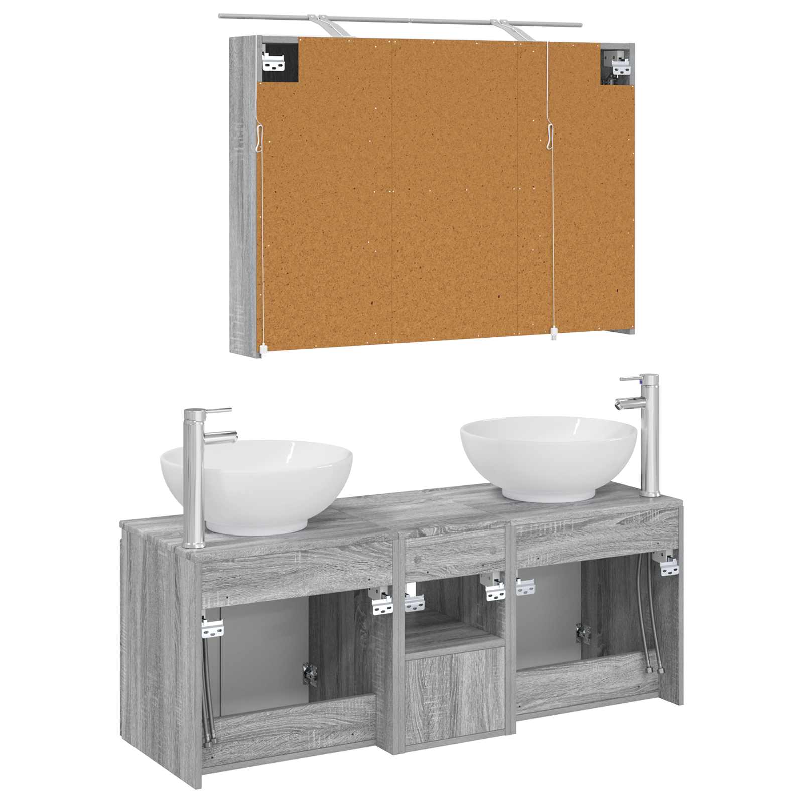 Σετ Ντουλαπιών Μπάνιου 4 pcs Γκρι Sonoma Επεξεργασμένο Ξύλο