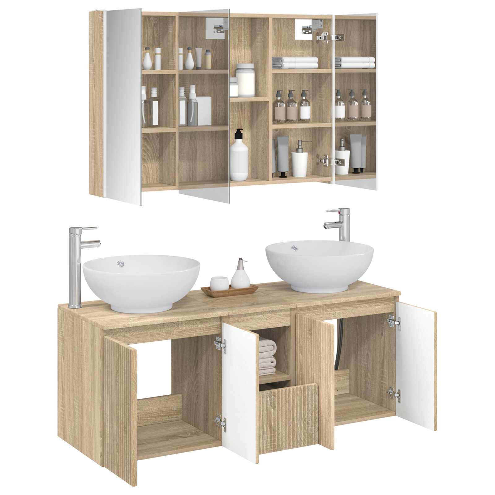 Σετ Ντουλαπιών Μπάνιου 4 pcs Sonoma Δρυς Επεξεργασμένο Ξύλο