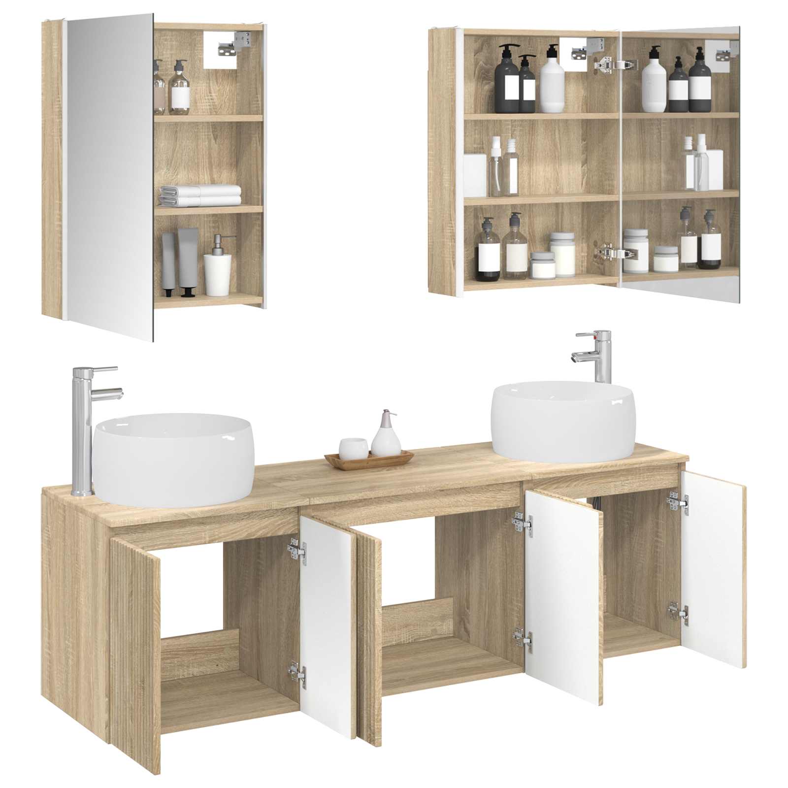 Σετ Ντουλαπιών Μπάνιου 5 pcs Sonoma Δρυς Επεξεργασμένο Ξύλο