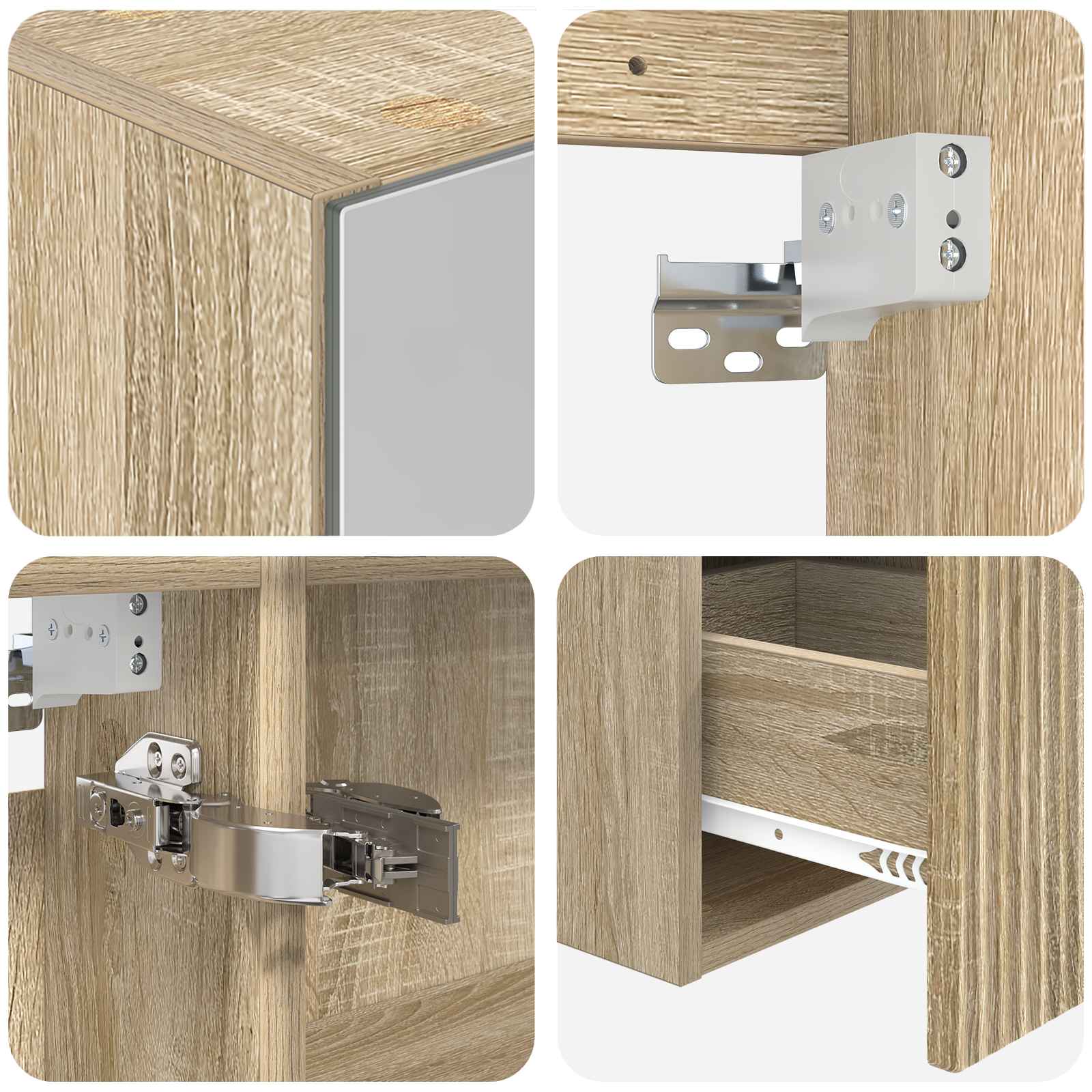 Σετ Ντουλαπιών Μπάνιου 4 pcs Sonoma Δρυς Επεξεργασμένο Ξύλο - Pakobazaar