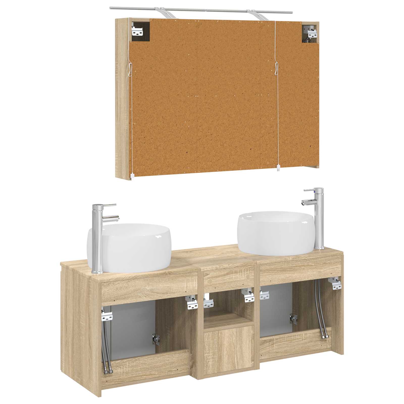 Σετ Ντουλαπιών Μπάνιου 4 pcs Sonoma Δρυς Επεξεργασμένο Ξύλο - Pakobazaar