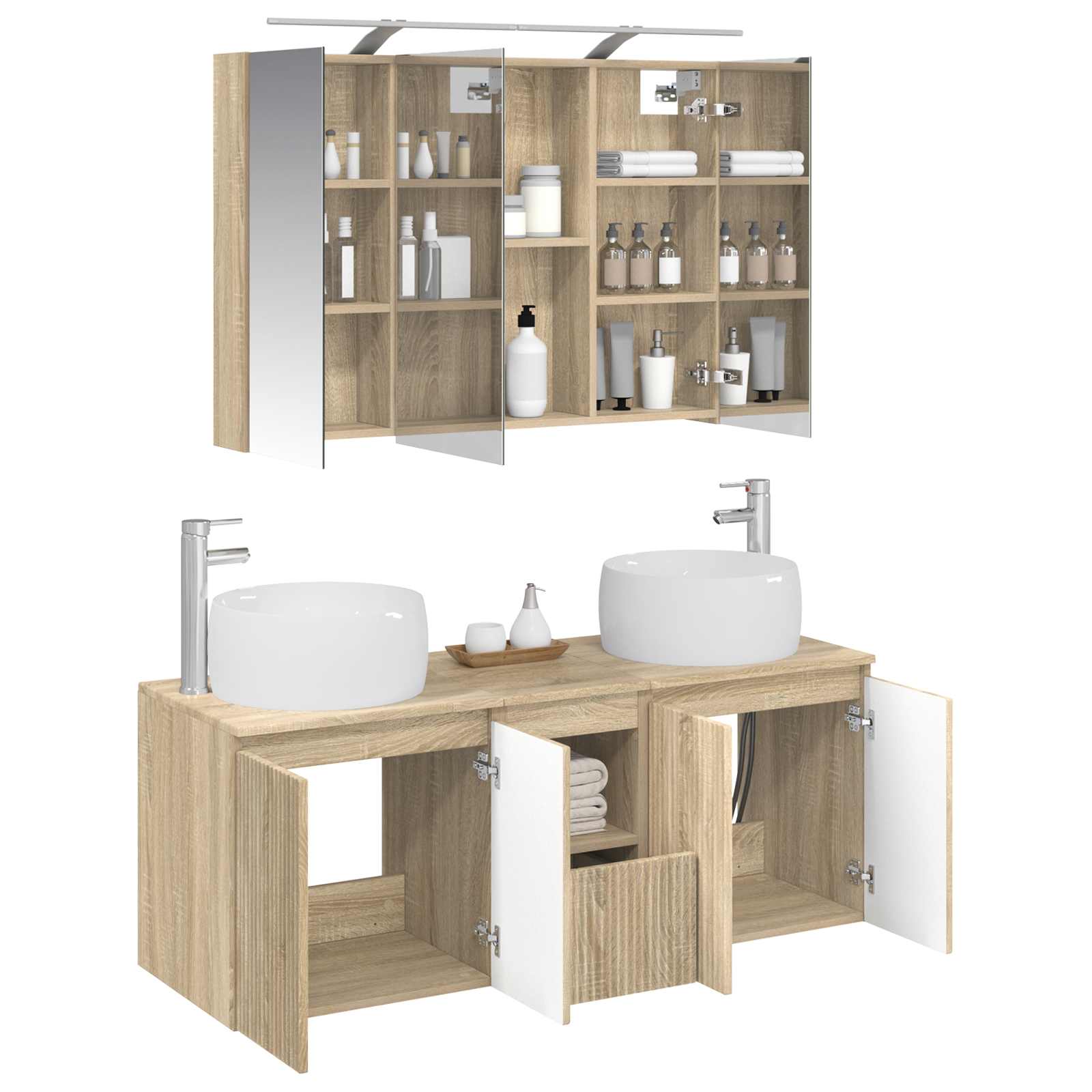 Σετ Ντουλαπιών Μπάνιου 4 pcs Sonoma Δρυς Επεξεργασμένο Ξύλο - Pakobazaar