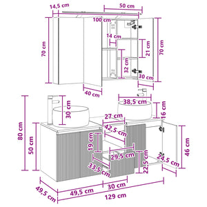 Σετ Ντουλαπιών Μπάνιου 4 pcs Γκρι Sonoma Επεξεργασμένο Ξύλο - Pakobazaar