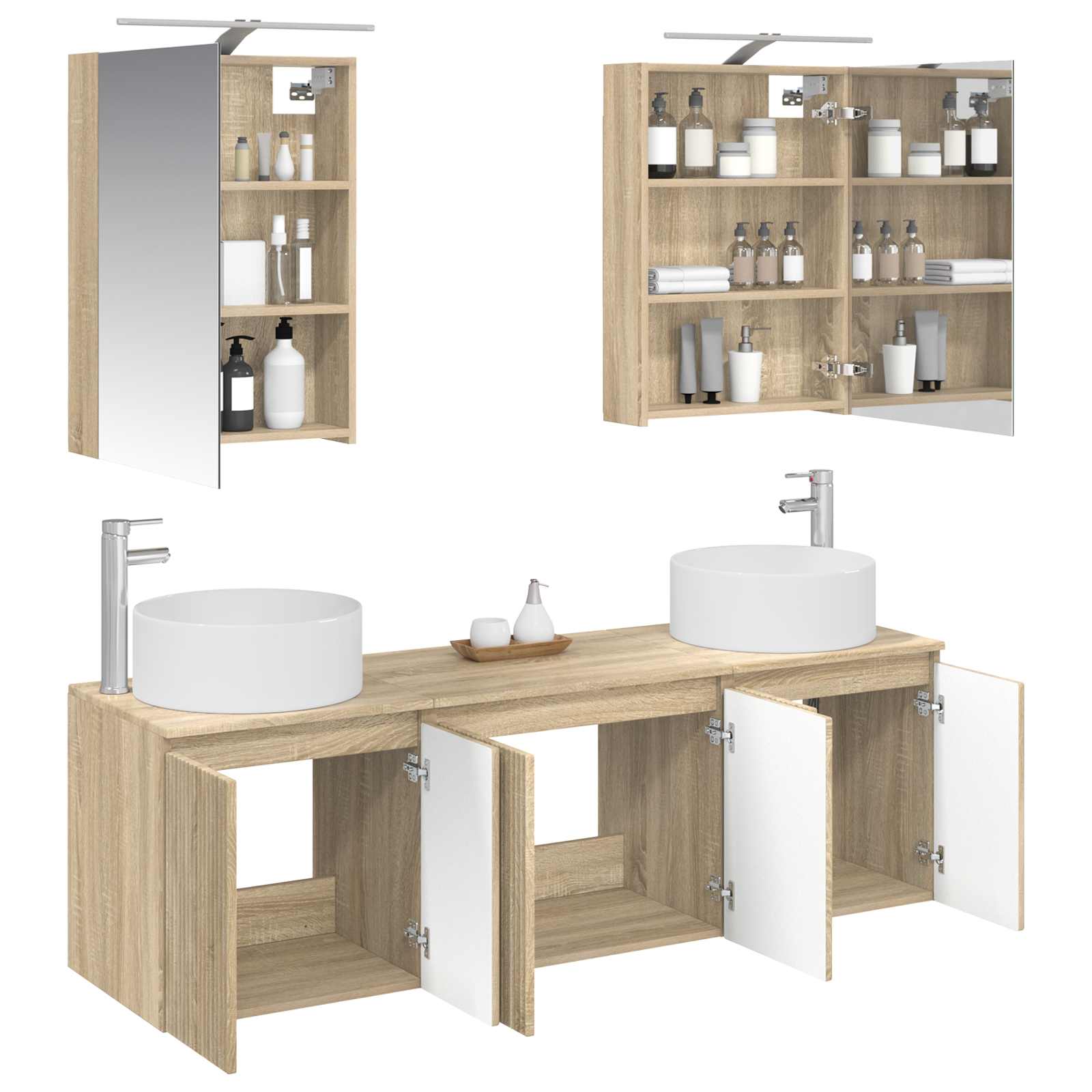 Σετ Ντουλαπιών Μπάνιου 5 pcs Sonoma Δρυς Επεξεργασμένο Ξύλο
