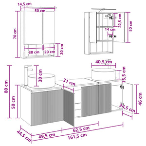 Σετ Ντουλαπιών Μπάνιου 5 pcs Sonoma Δρυς Επεξεργασμένο Ξύλο - Pakobazaar