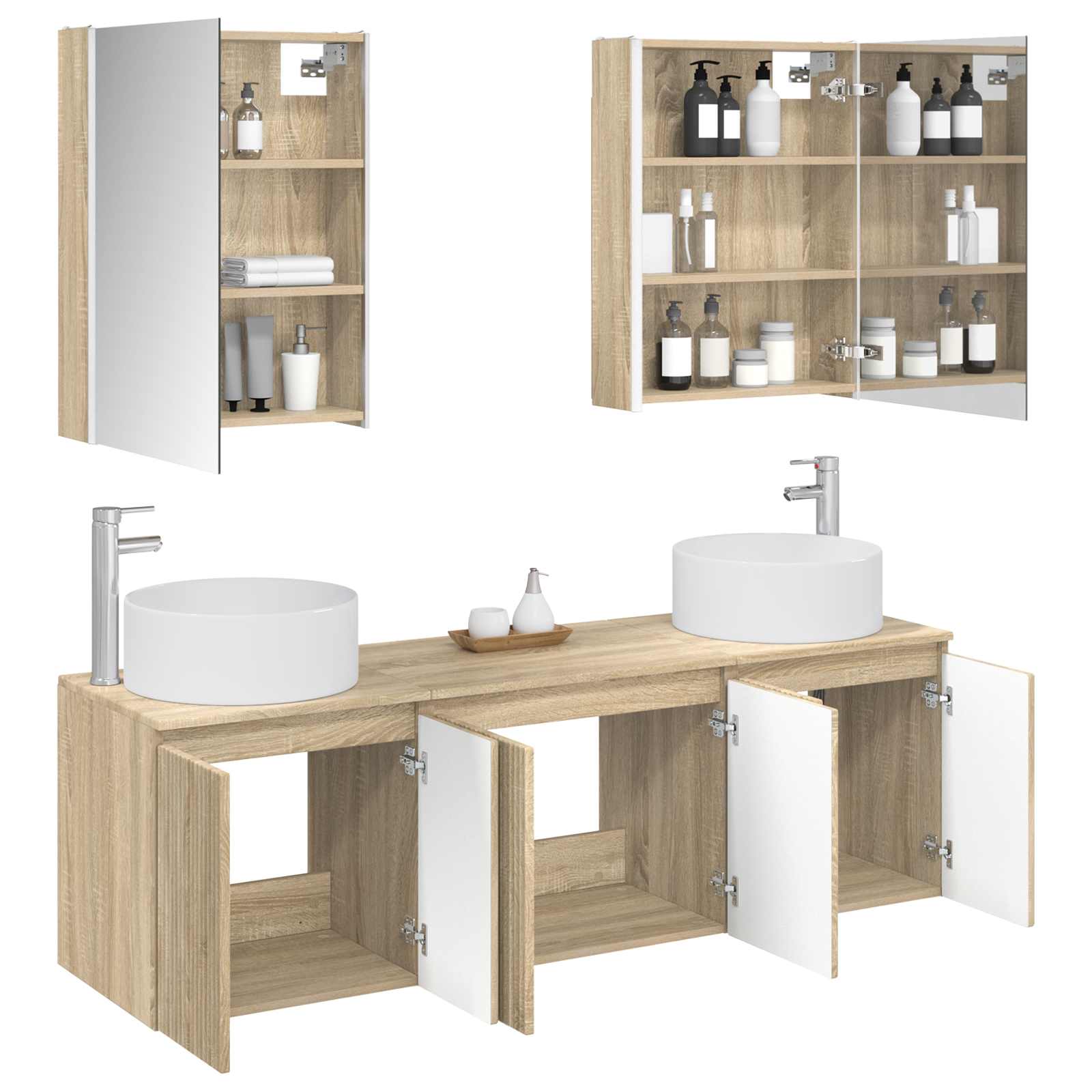Σετ Ντουλαπιών Μπάνιου 5 pcs Sonoma Δρυς Επεξεργασμένο Ξύλο