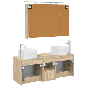 Σετ Ντουλαπιών Μπάνιου 4 pcs Sonoma Δρυς 100 x 14,5 x 70 εκ - Pakobazaar
