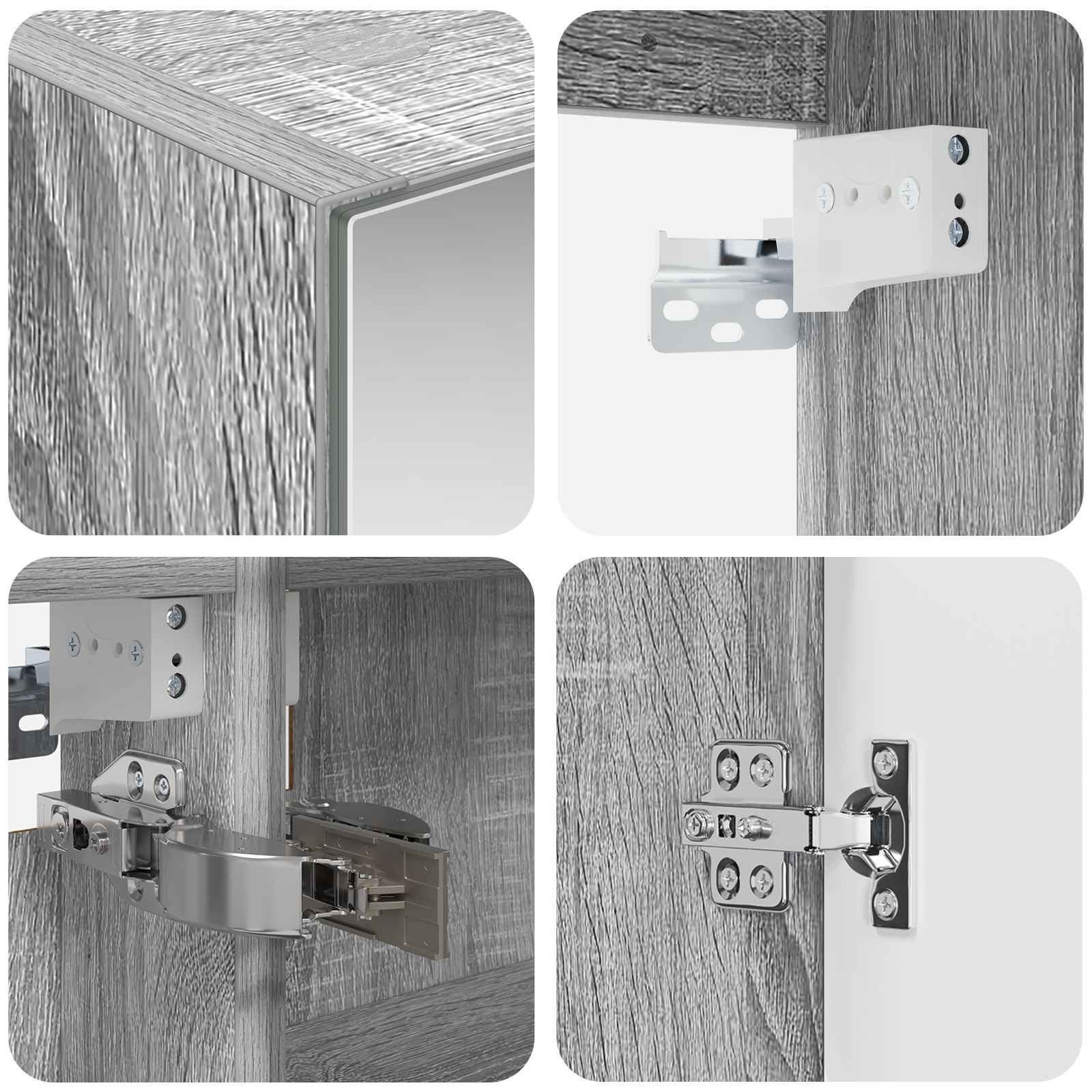 Σετ Ντουλαπιών Μπάνιου 4 pcs Γκρι Sonoma 100 x 14,5 x 70 εκ - Pakobazaar