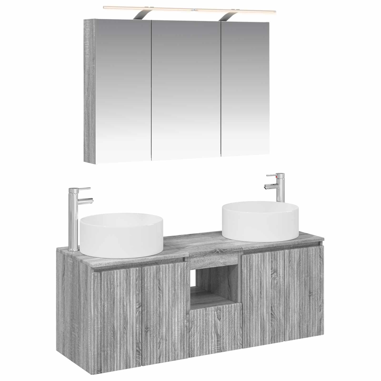 Σετ Ντουλαπιών Μπάνιου 4 pcs Γκρι Sonoma 100 x 14,5 x 70 εκ - Pakobazaar