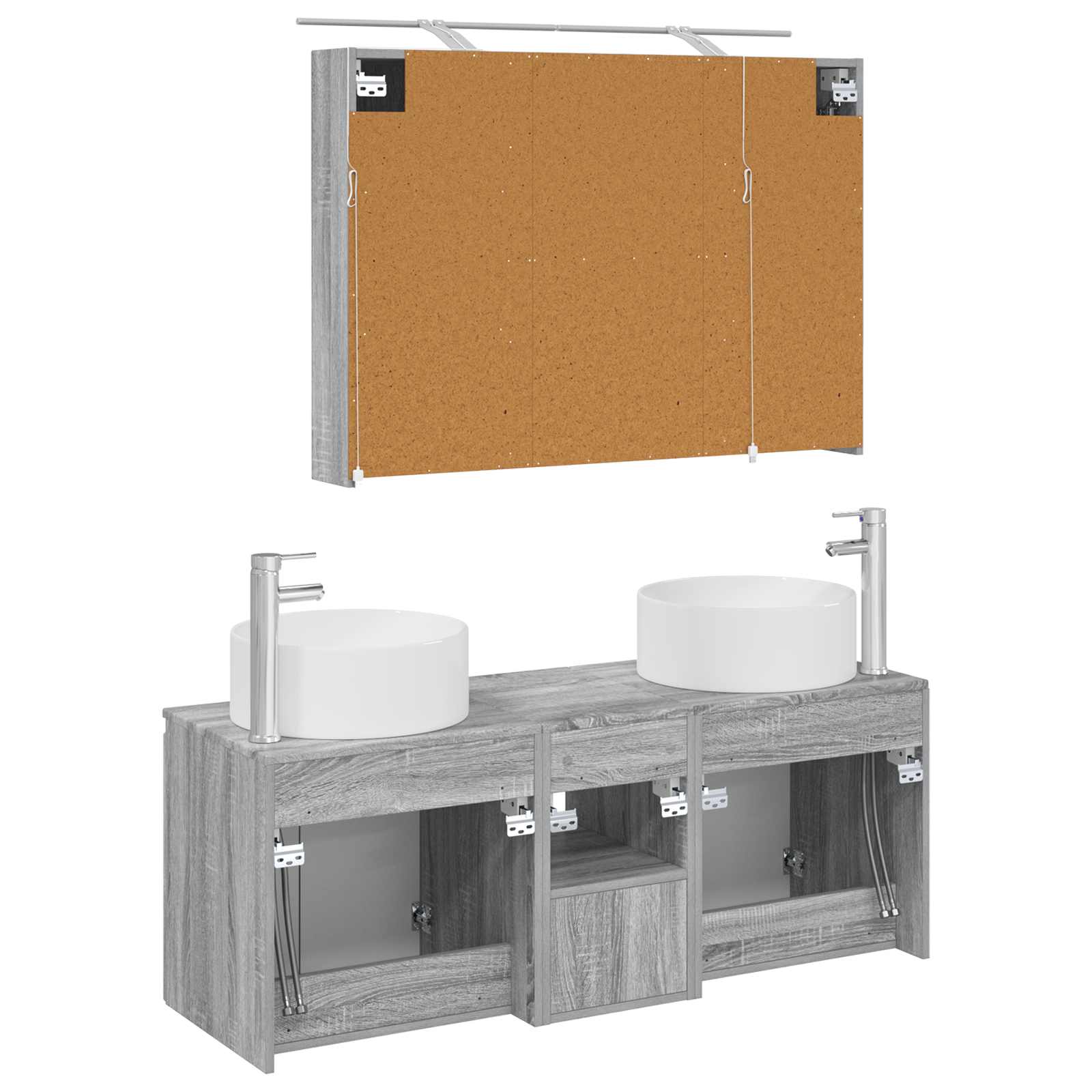 Σετ Ντουλαπιών Μπάνιου 4 pcs Γκρι Sonoma 100 x 14,5 x 70 εκ - Pakobazaar