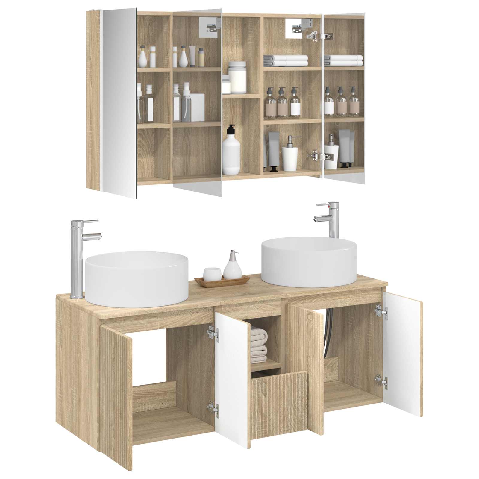 Σετ Ντουλαπιών Μπάνιου 4 pcs Sonoma Δρυς 103,5 x 15,5 x 70 εκ. - Pakobazaar