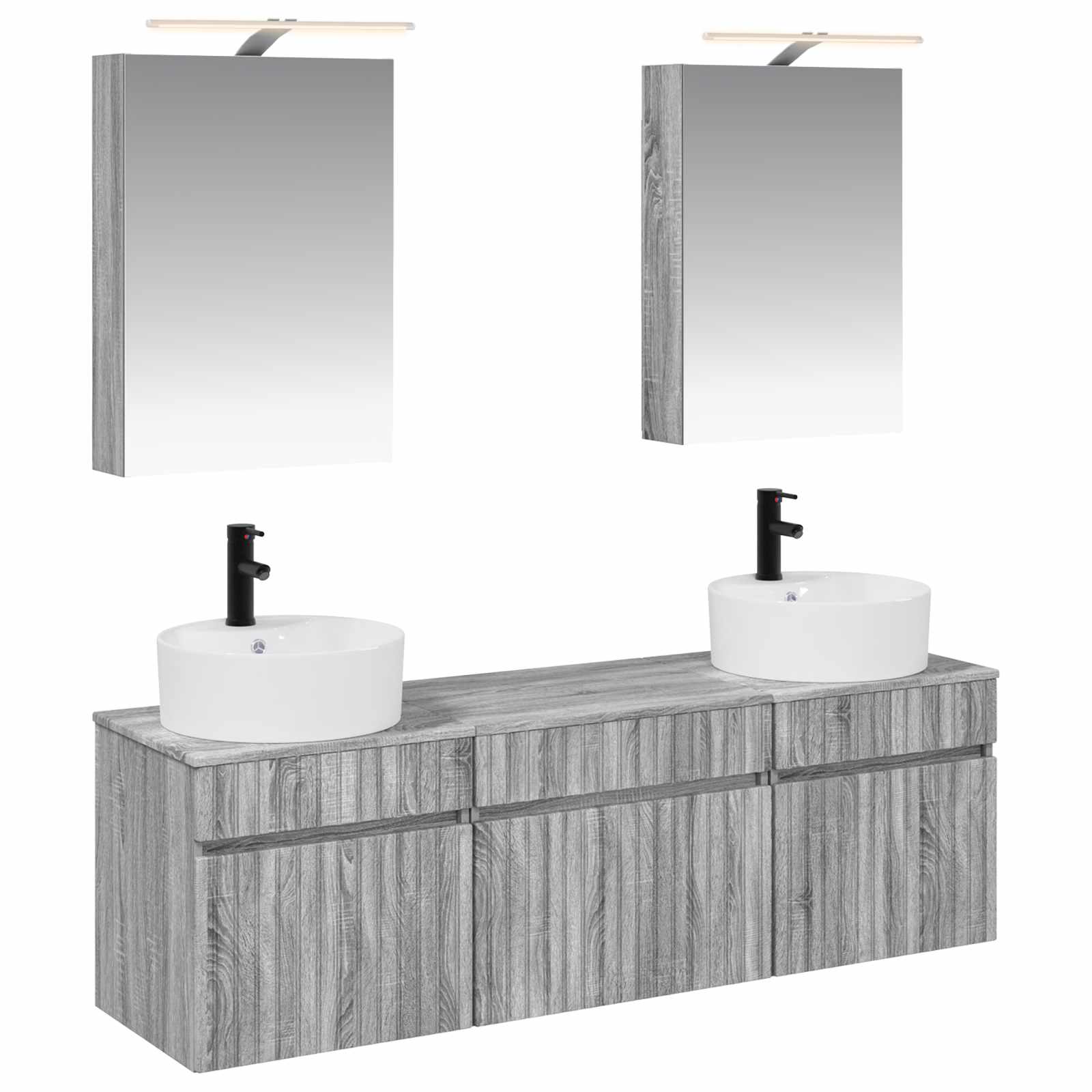 Σετ Ντουλαπιών Μπάνιου 5 pcs Γκρι Sonoma 50 x 14,5 x 70 εκ - Pakobazaar