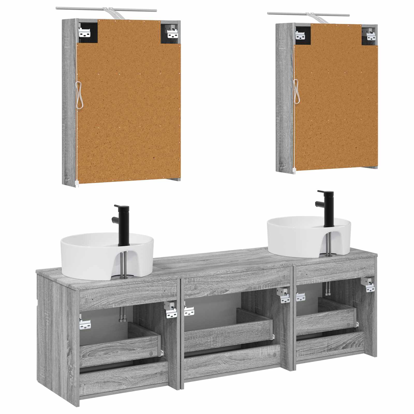 Σετ Ντουλαπιών Μπάνιου 5 pcs Γκρι Sonoma 50 x 14,5 x 70 εκ - Pakobazaar