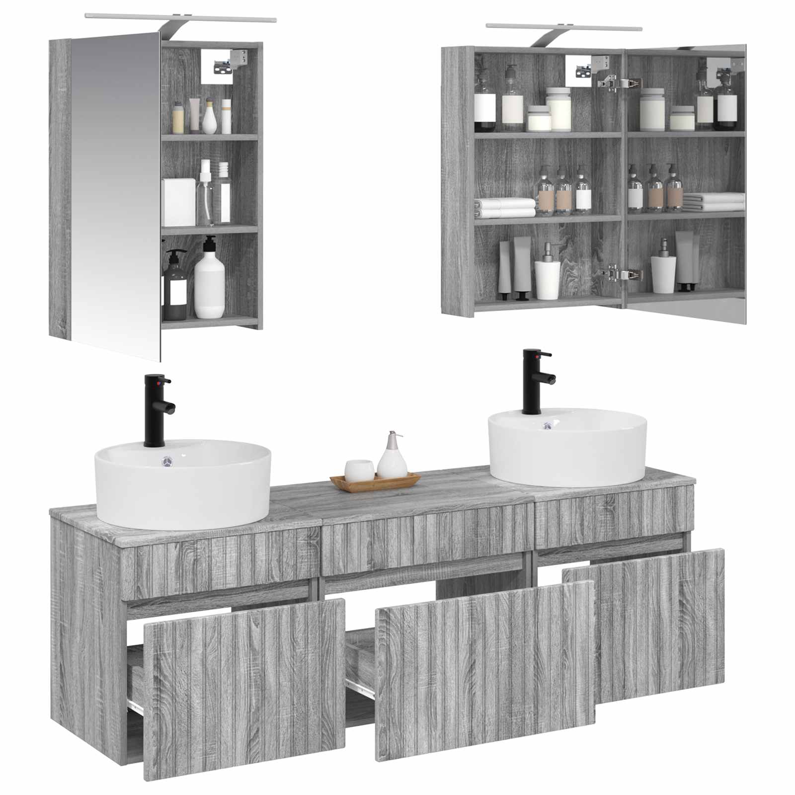 Σετ Ντουλαπιών Μπάνιου 5 pcs Γκρι Sonoma 50 x 14,5 x 70 εκ - Pakobazaar
