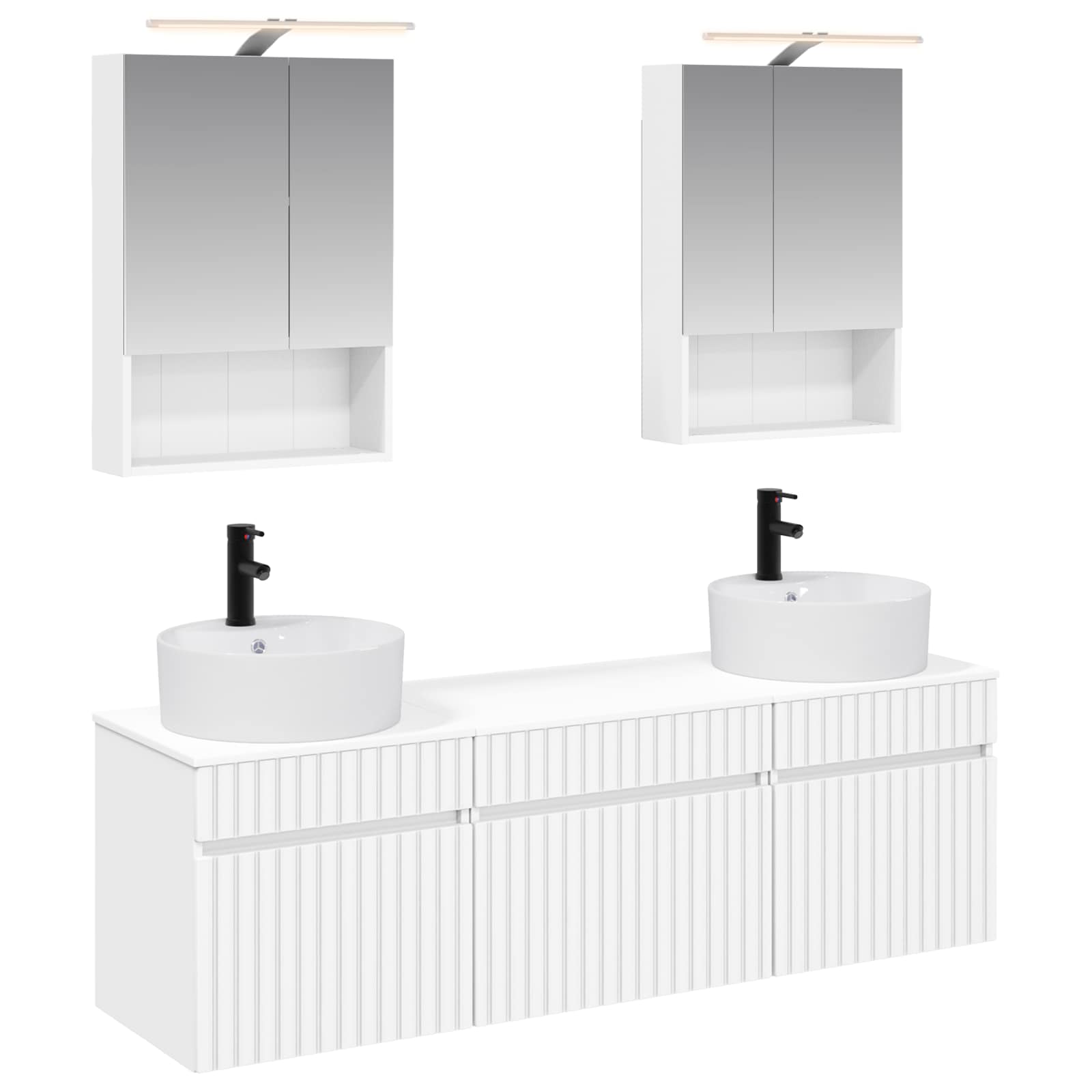 Σετ Ντουλαπιών Μπάνιου 5 pcs Λευκό 50 x 14,5 x 70 εκ - Pakobazaar