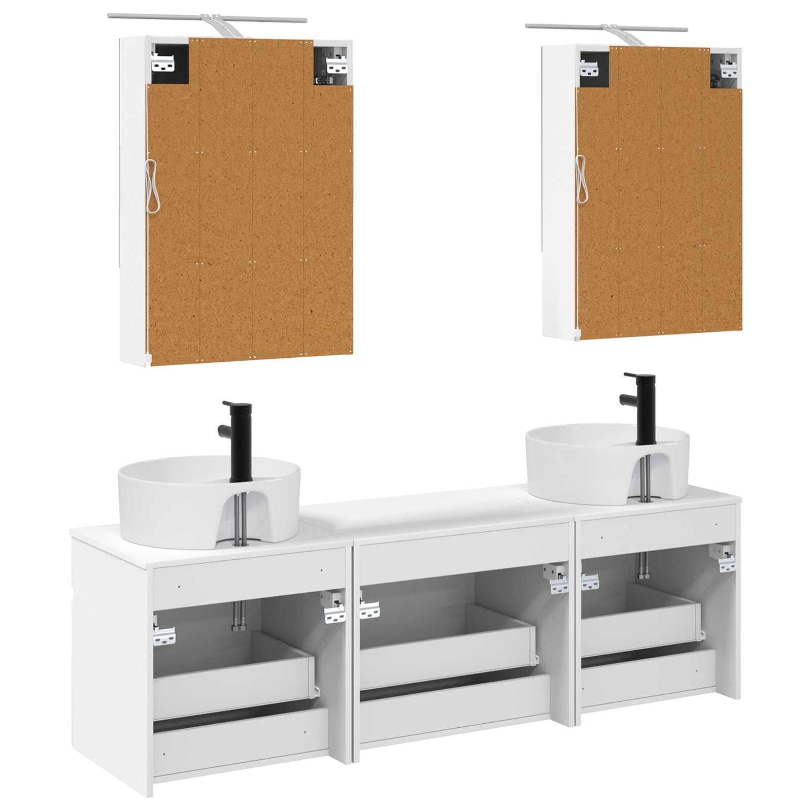 Σετ Ντουλαπιών Μπάνιου 5 pcs Λευκό 50 x 14,5 x 70 εκ - Pakobazaar