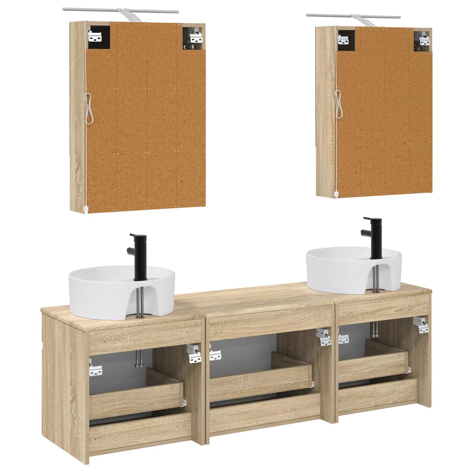 Σετ Ντουλαπιών Μπάνιου 5 pcs Sonoma Δρυς 50 x 14,5 x 70 εκ - Pakobazaar