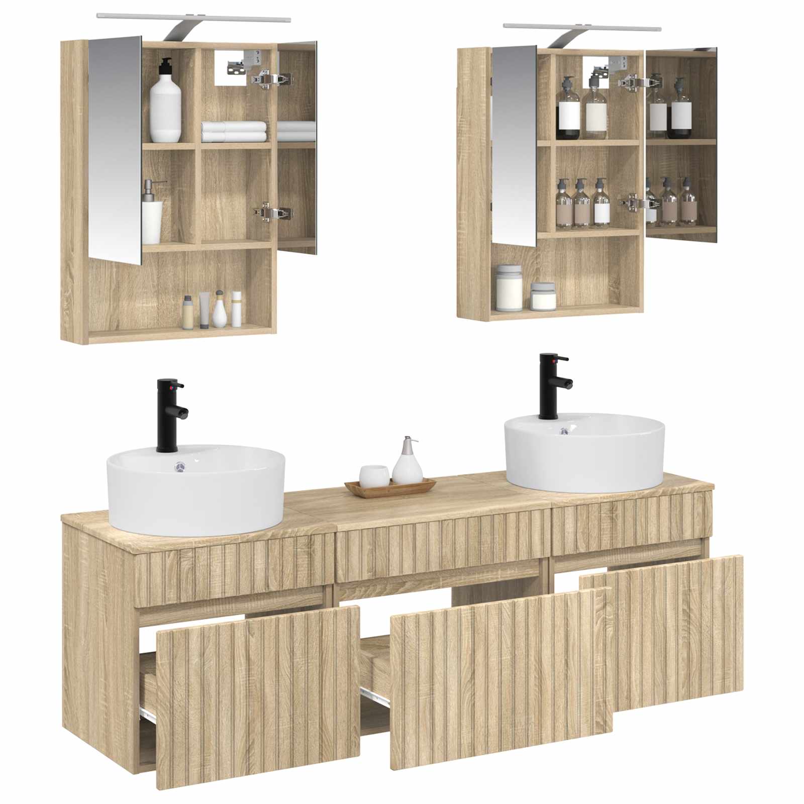 Σετ Ντουλαπιών Μπάνιου 5 pcs Sonoma Δρυς 50 x 14,5 x 70 εκ - Pakobazaar