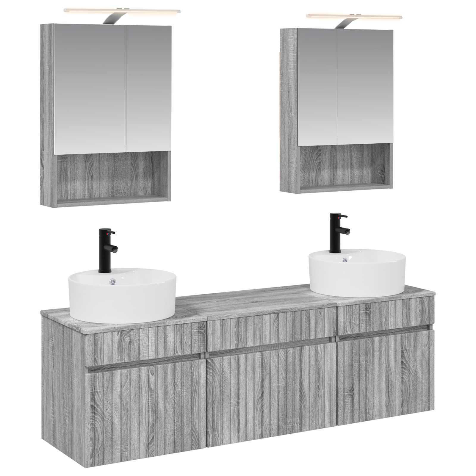 Σετ Ντουλαπιών Μπάνιου 5 pcs Γκρι Sonoma 50 x 14,5 x 70 εκ