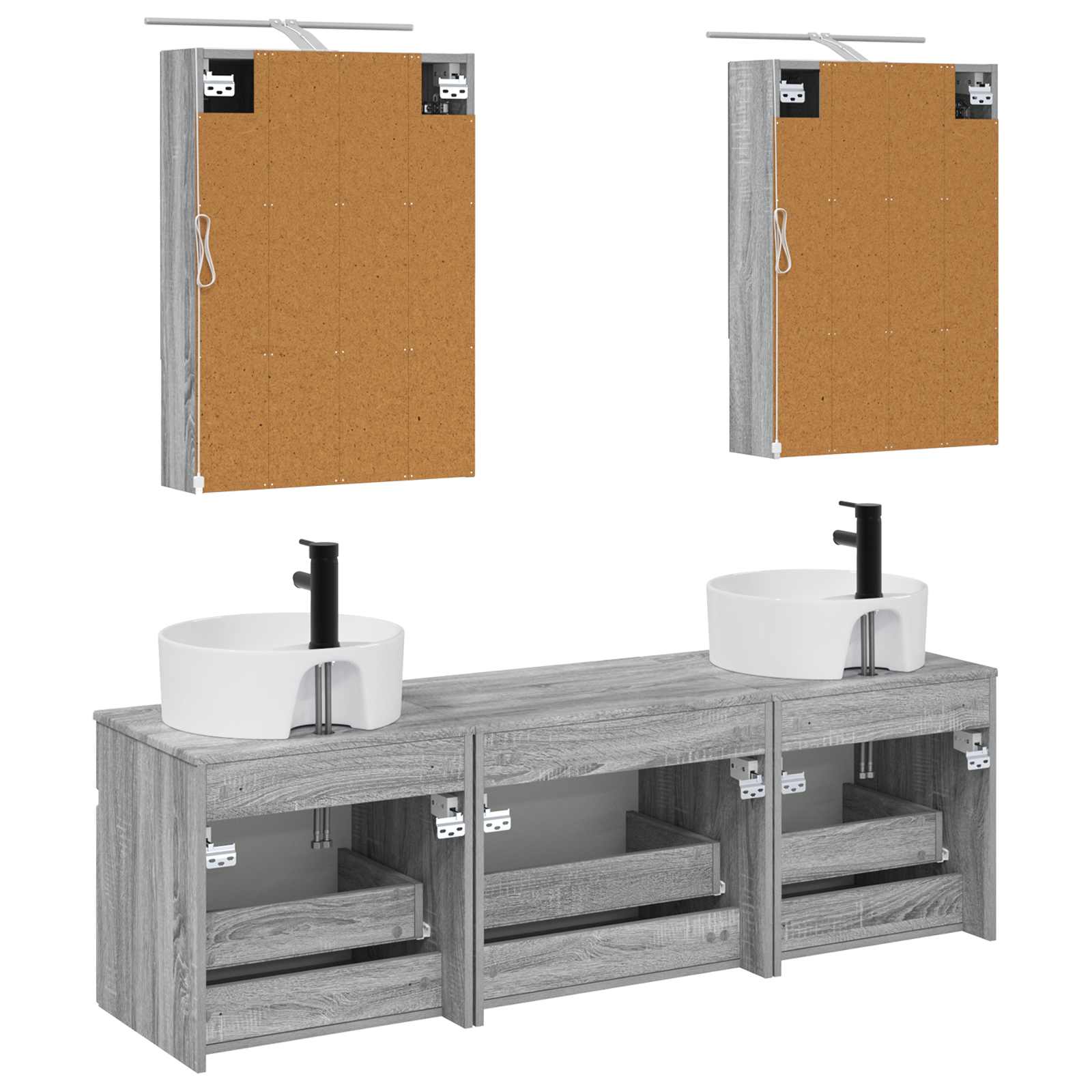 Σετ Ντουλαπιών Μπάνιου 5 pcs Γκρι Sonoma 50 x 14,5 x 70 εκ