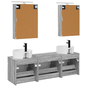 Σετ Ντουλαπιών Μπάνιου 5 pcs Γκρι Sonoma 50 x 14,5 x 70 εκ - Pakobazaar