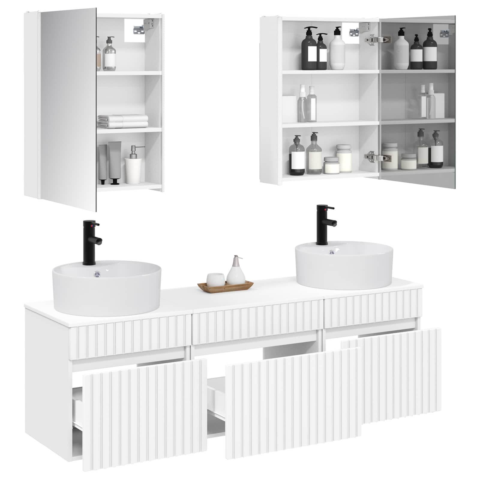 Σετ Ντουλαπιών Μπάνιου 5 pcs Λευκό 53 x 15,5 x 70 εκ. - Pakobazaar