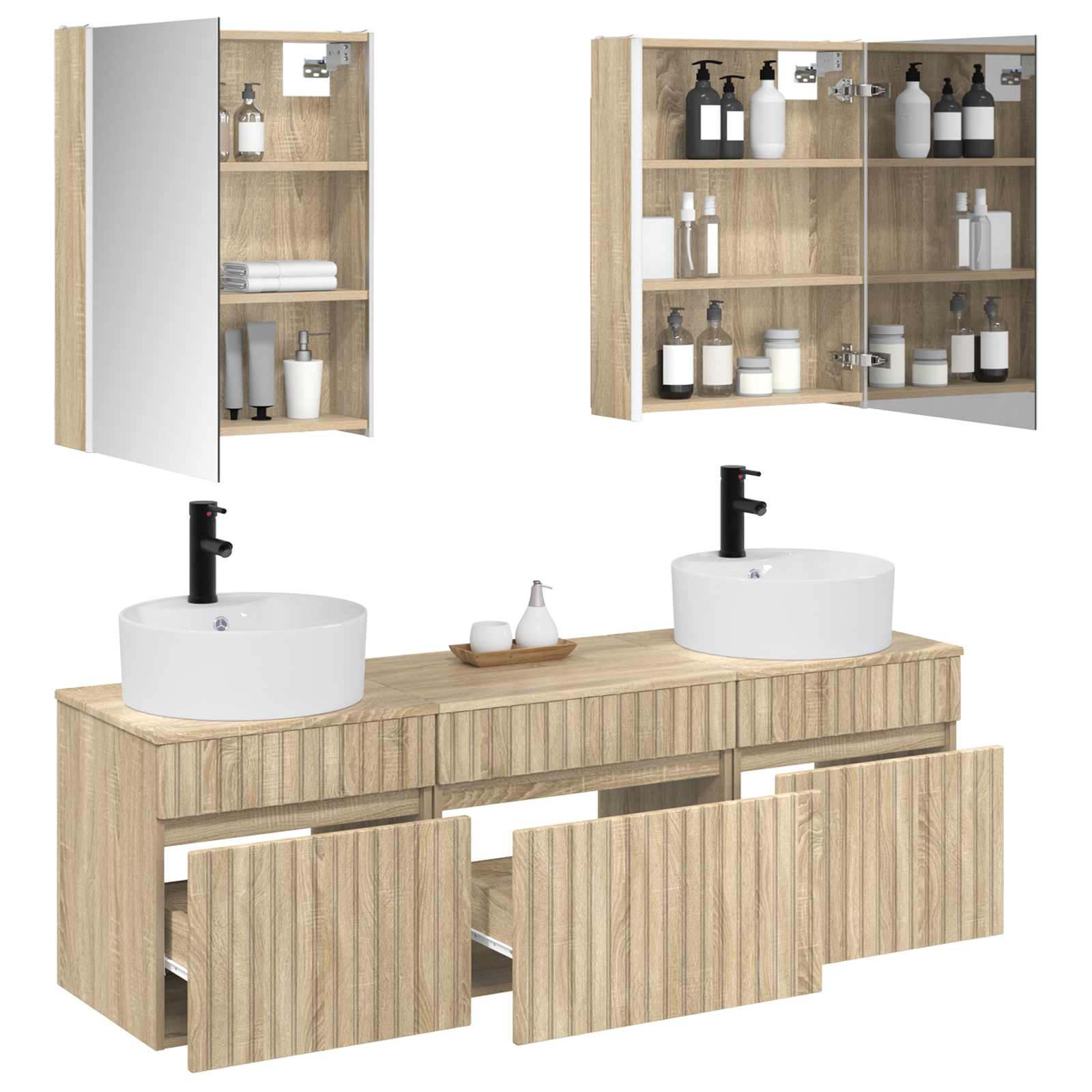 Σετ Ντουλαπιών Μπάνιου 5 pcs Sonoma Δρυς 53 x 15,5 x 70 εκ.