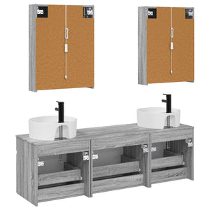 Σετ Ντουλαπιών Μπάνιου 5 pcs Γκρι Sonoma 53 x 15,5 x 70 εκ. - Pakobazaar