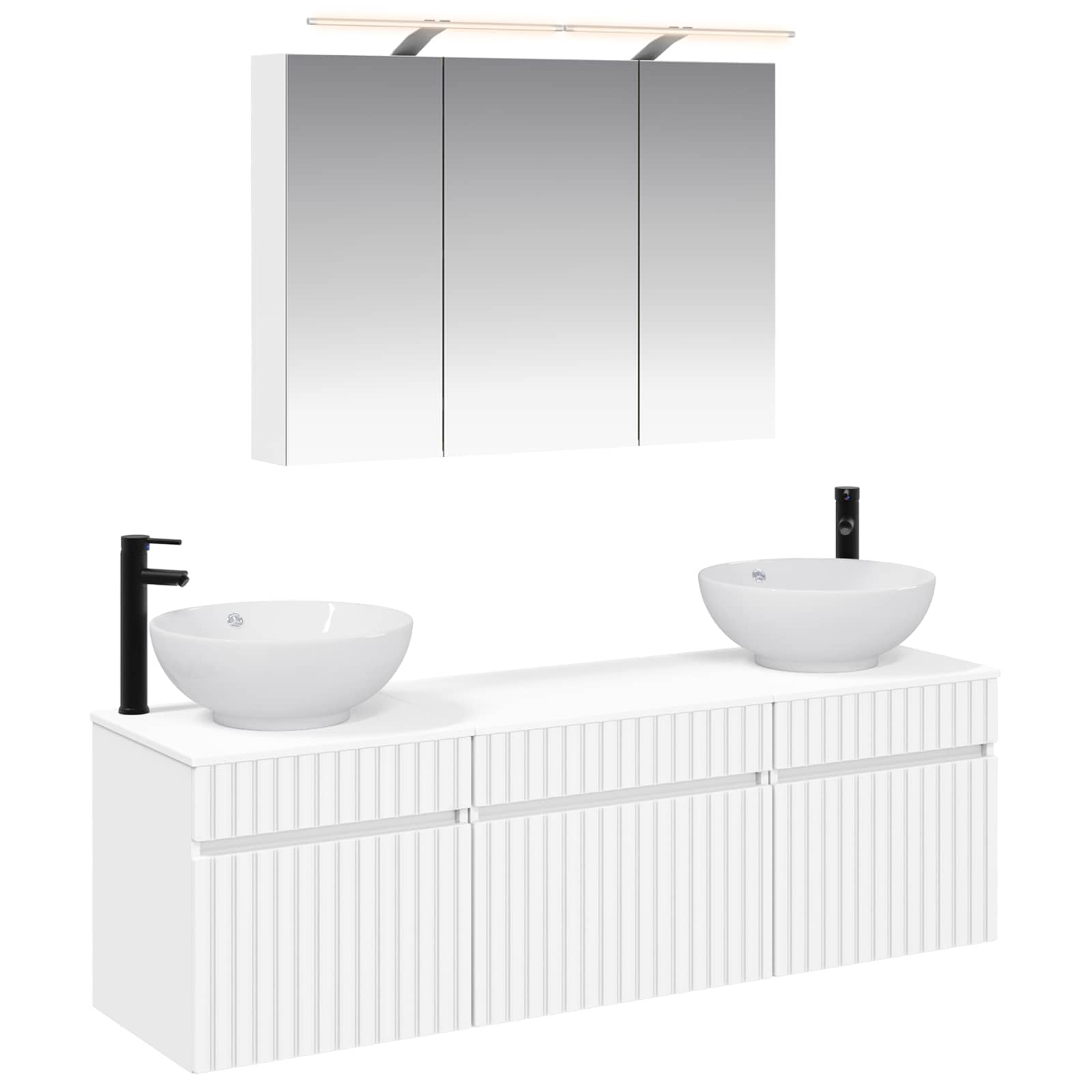 Σετ Ντουλαπιών Μπάνιου 4 pcs Λευκό 100 x 14,5 x 70 εκ