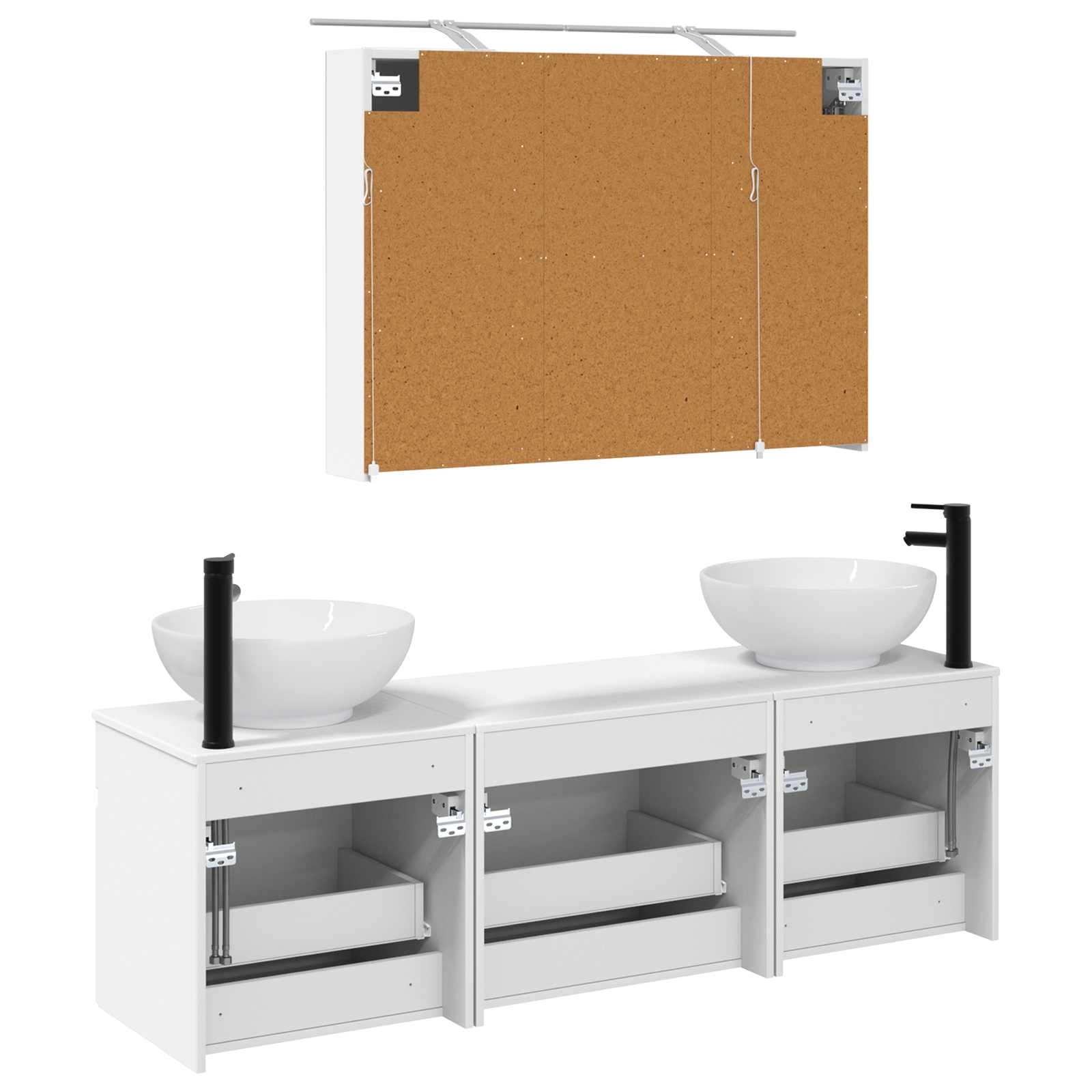 Σετ Ντουλαπιών Μπάνιου 4 pcs Λευκό 100 x 14,5 x 70 εκ