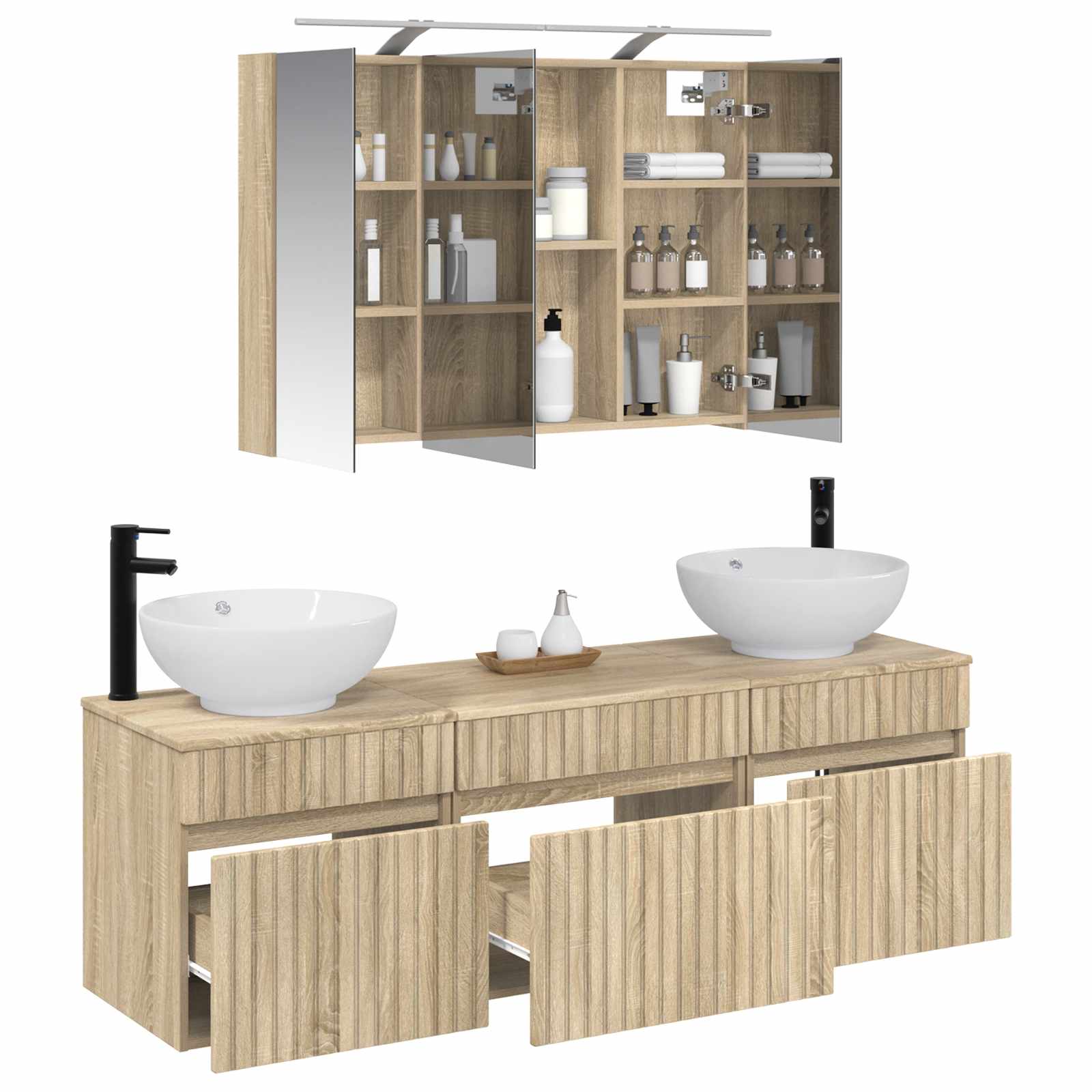 Σετ Ντουλαπιών Μπάνιου 4 pcs Sonoma Δρυς Επεξεργασμένο Ξύλο
