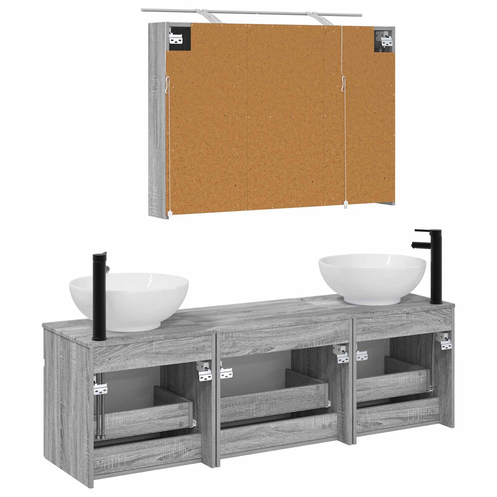 Σετ Ντουλαπιών Μπάνιου 4 pcs Γκρι Sonoma 100 x 14,5 x 70 εκ
