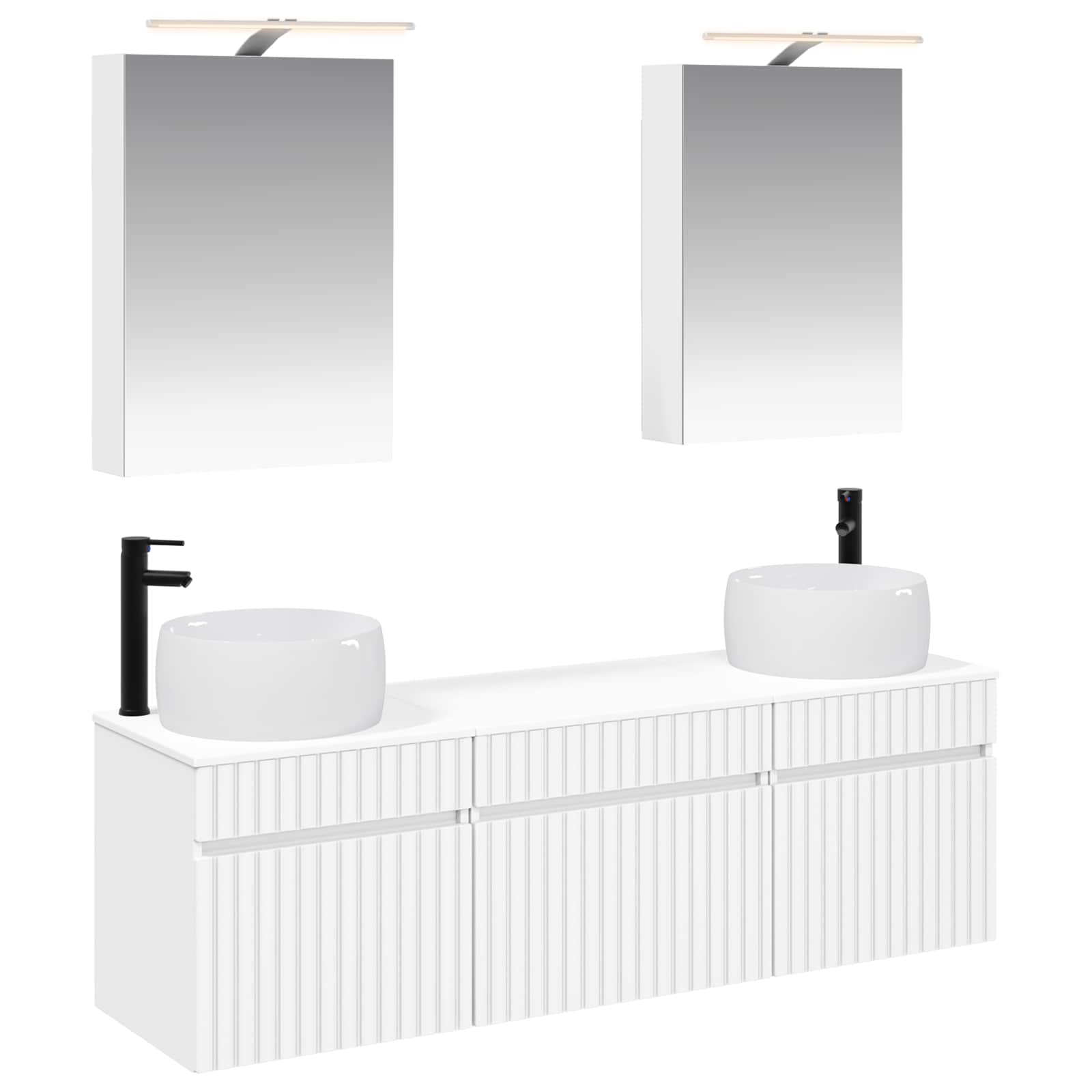 Σετ Ντουλαπιών Μπάνιου 5 pcs Λευκό 50 x 14,5 x 70 εκ