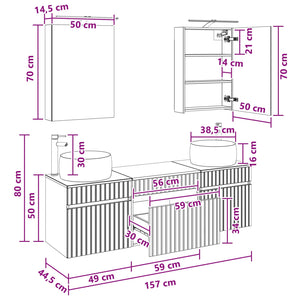 Σετ Ντουλαπιών Μπάνιου 5 pcs Sonoma Δρυς 50 x 14,5 x 70 εκ - Pakobazaar
