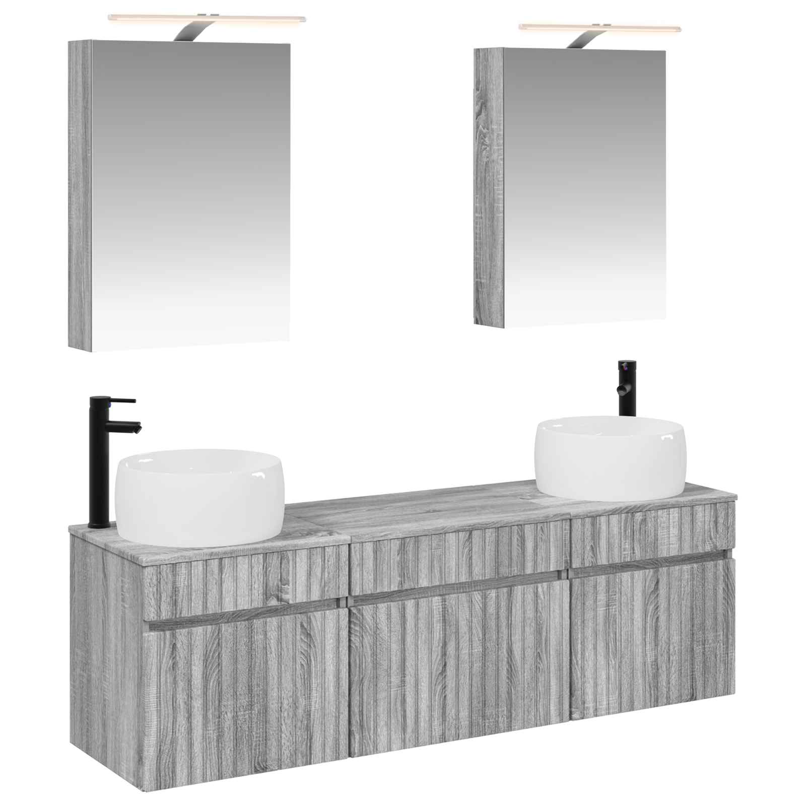 Σετ Ντουλαπιών Μπάνιου 5 pcs Γκρι Sonoma 50 x 14,5 x 70 εκ - Pakobazaar