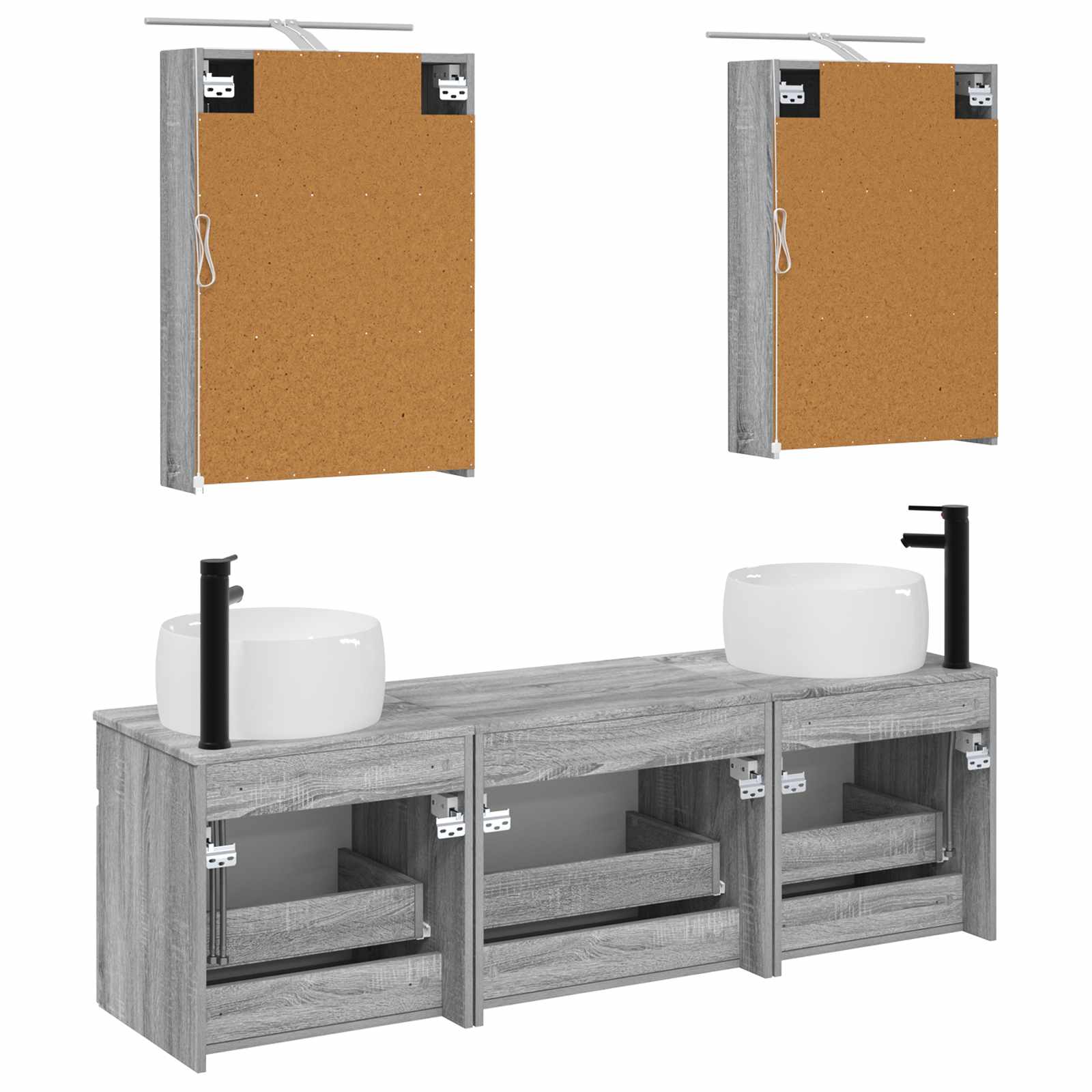 Σετ Ντουλαπιών Μπάνιου 5 pcs Γκρι Sonoma 50 x 14,5 x 70 εκ - Pakobazaar