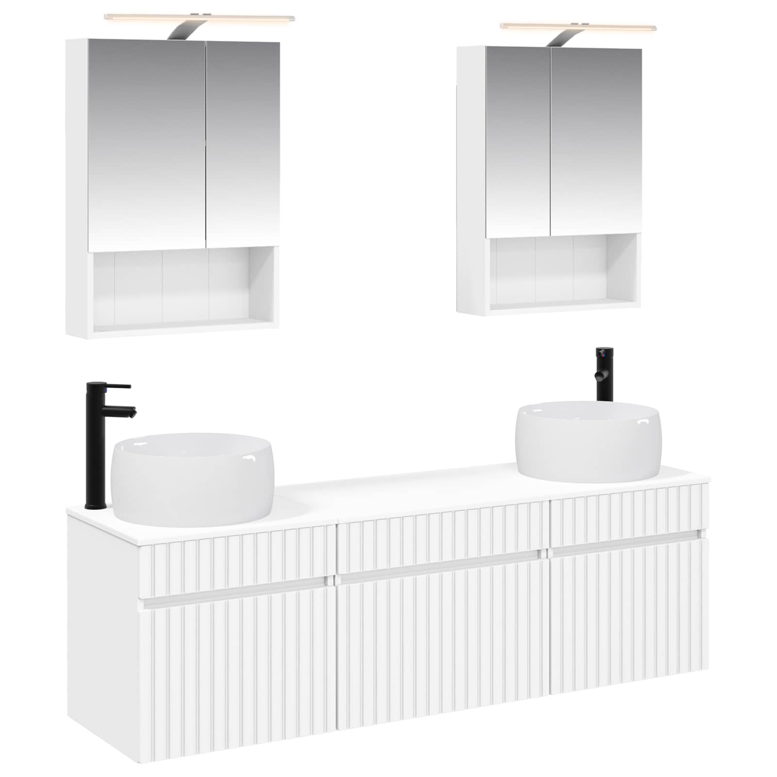 Σετ Ντουλαπιών Μπάνιου 5 pcs Λευκό 50 x 14,5 x 70 εκ