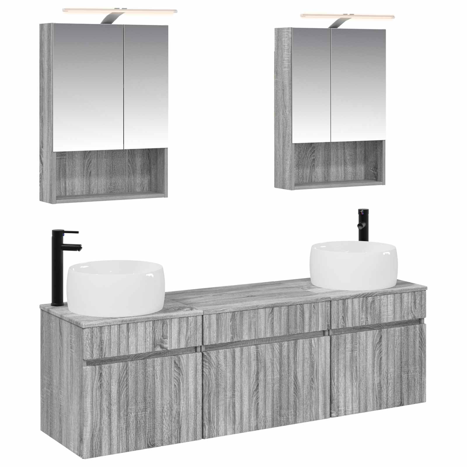 Σετ Ντουλαπιών Μπάνιου 5 pcs Γκρι Sonoma 50 x 14,5 x 70 εκ - Pakobazaar