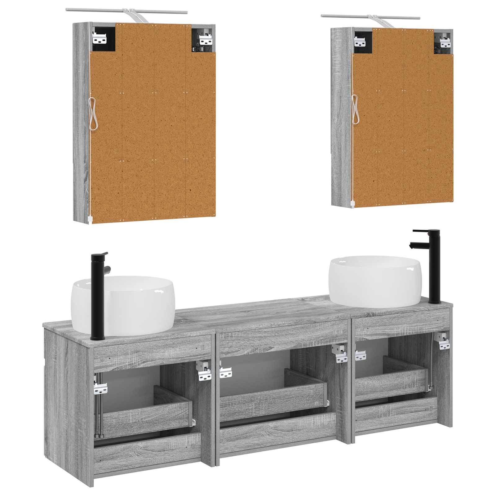 Σετ Ντουλαπιών Μπάνιου 5 pcs Γκρι Sonoma 50 x 14,5 x 70 εκ - Pakobazaar