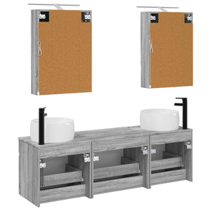 Σετ Ντουλαπιών Μπάνιου 5 pcs Γκρι Sonoma 50 x 14,5 x 70 εκ - Pakobazaar