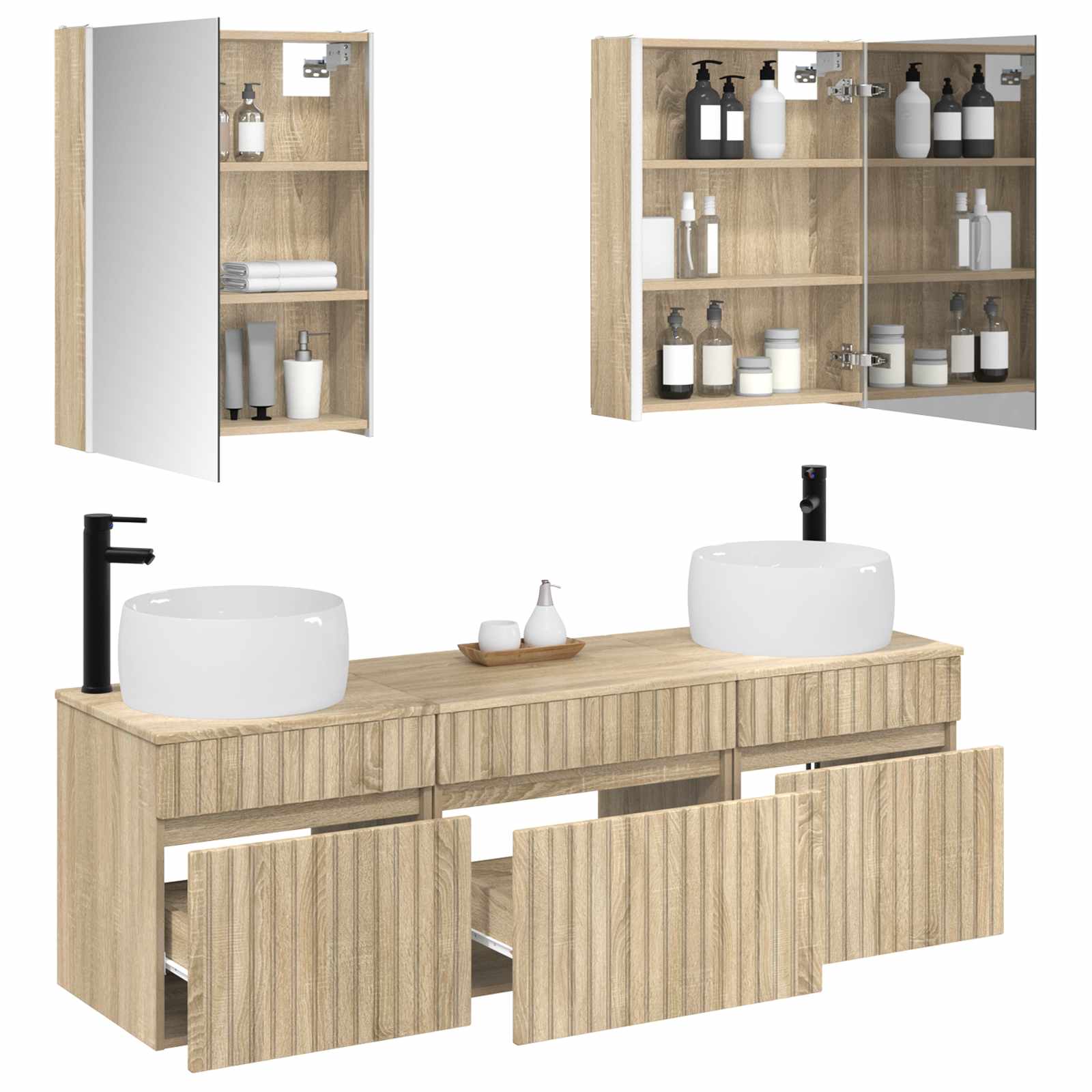 Σετ Ντουλαπιών Μπάνιου 5 pcs Sonoma Δρυς 53 x 15,5 x 70 εκ.