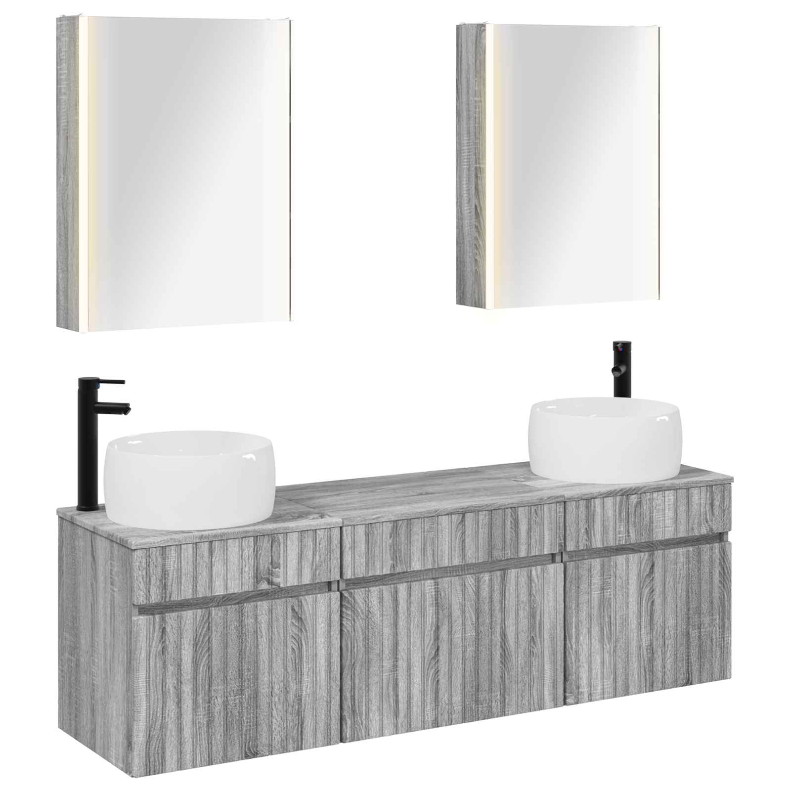 Σετ Ντουλαπιών Μπάνιου 5 pcs Γκρι Sonoma 53 x 15,5 x 70 εκ.