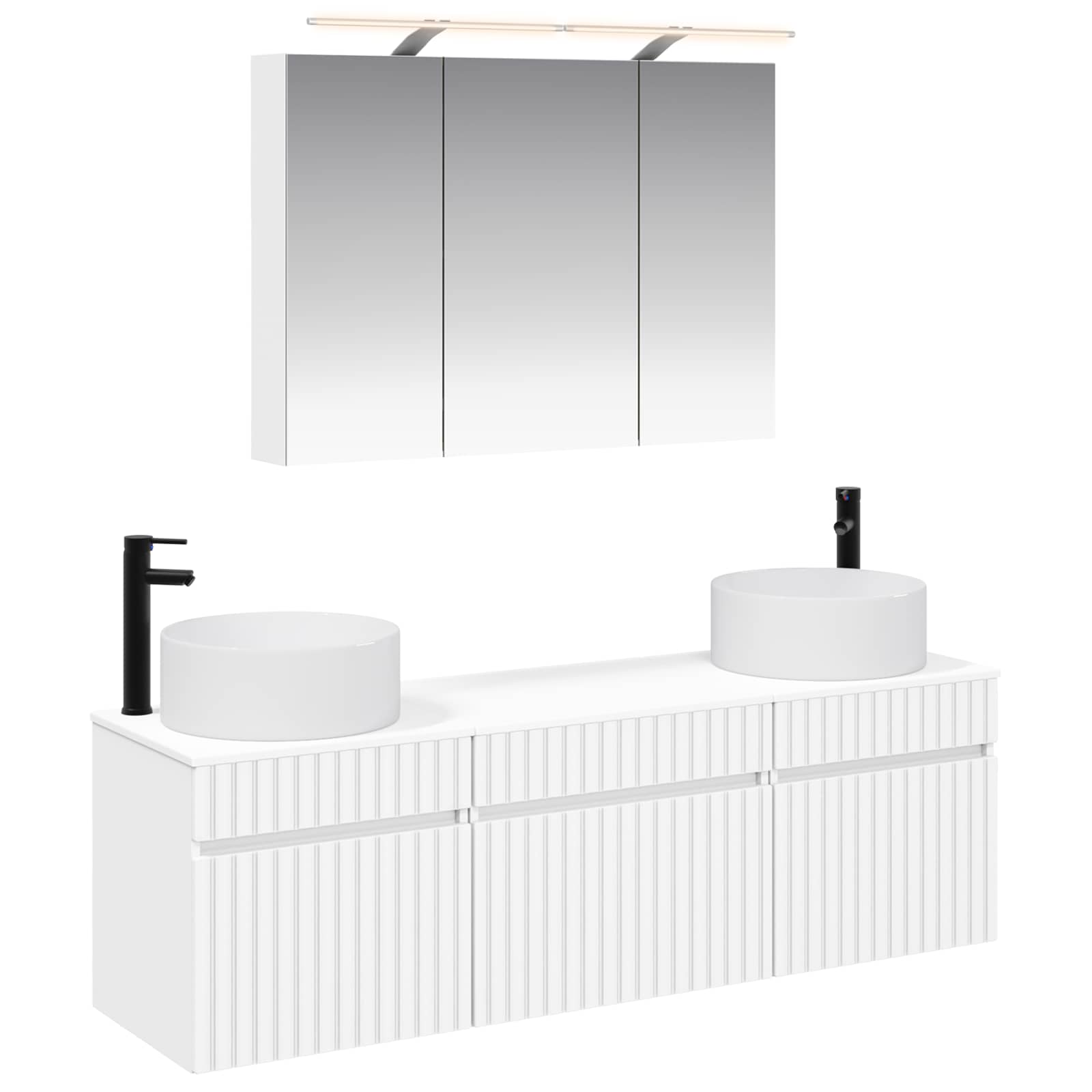 Σετ Ντουλαπιών Μπάνιου 4 pcs Λευκό 100 x 14,5 x 70 εκ