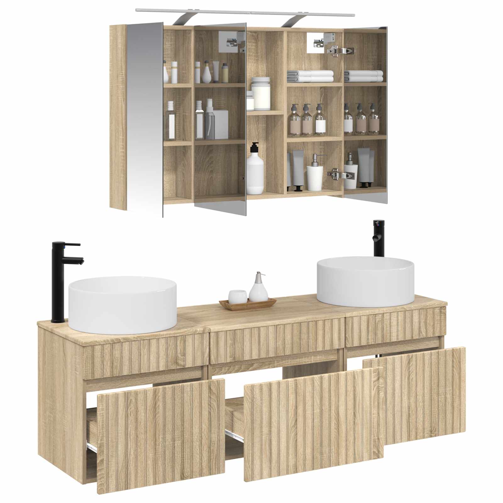 Σετ Ντουλαπιών Μπάνιου 4 pcs Sonoma Δρυς 100 x 14,5 x 70 εκ