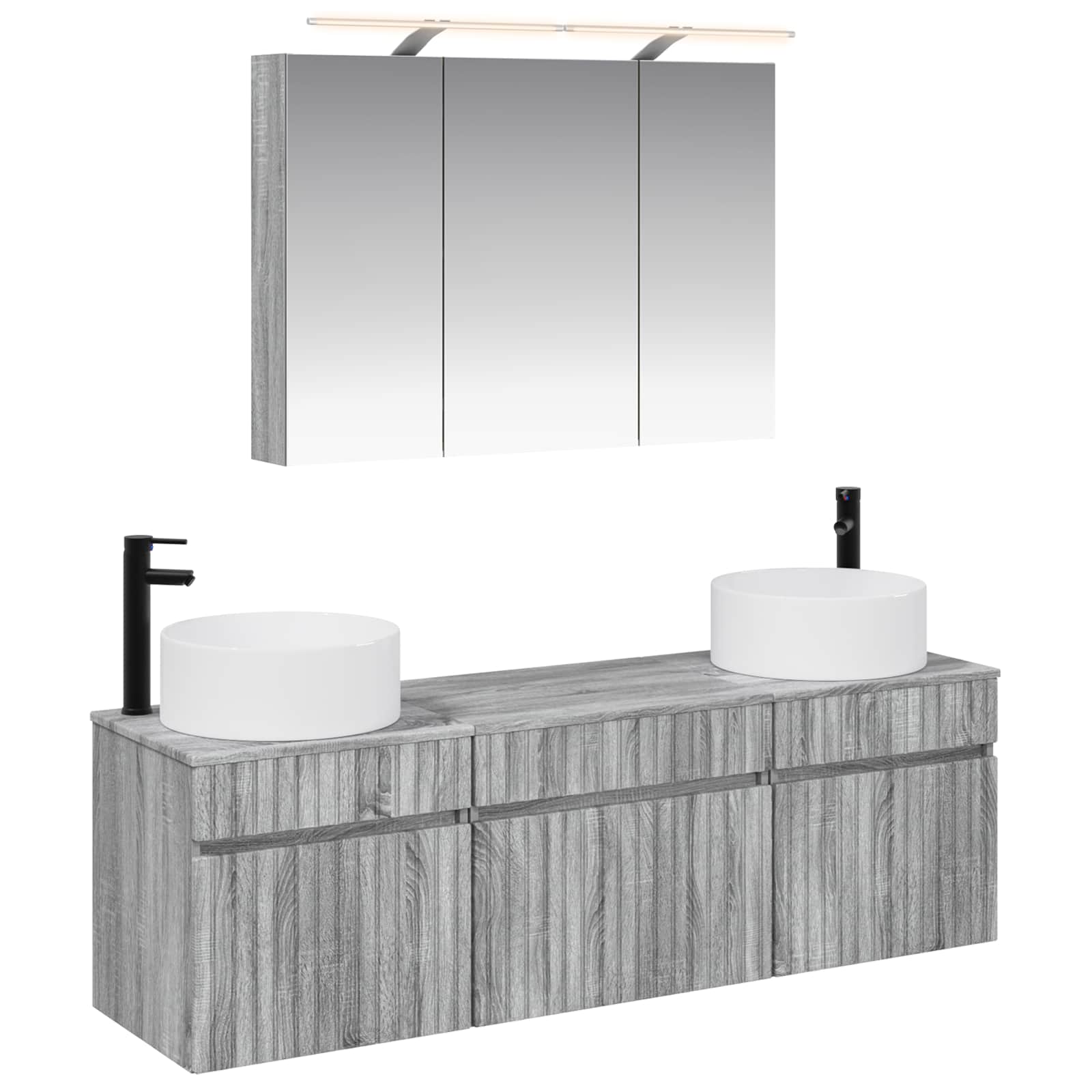 Σετ Ντουλαπιών Μπάνιου 4 pcs Γκρι Sonoma 100 x 14,5 x 70 εκ
