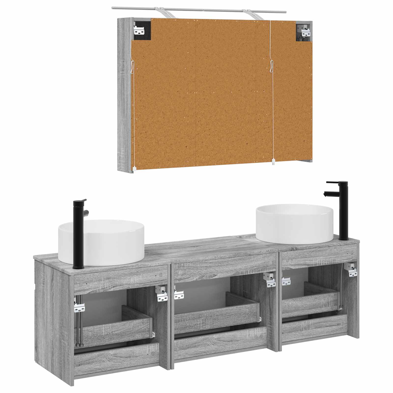 Σετ Ντουλαπιών Μπάνιου 4 pcs Γκρι Sonoma 100 x 14,5 x 70 εκ