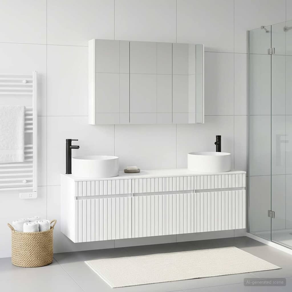 Σετ Ντουλαπιών Μπάνιου 4 τμχ. Λευκό Επεξεργασμένο Ξύλο - Pakobazaar