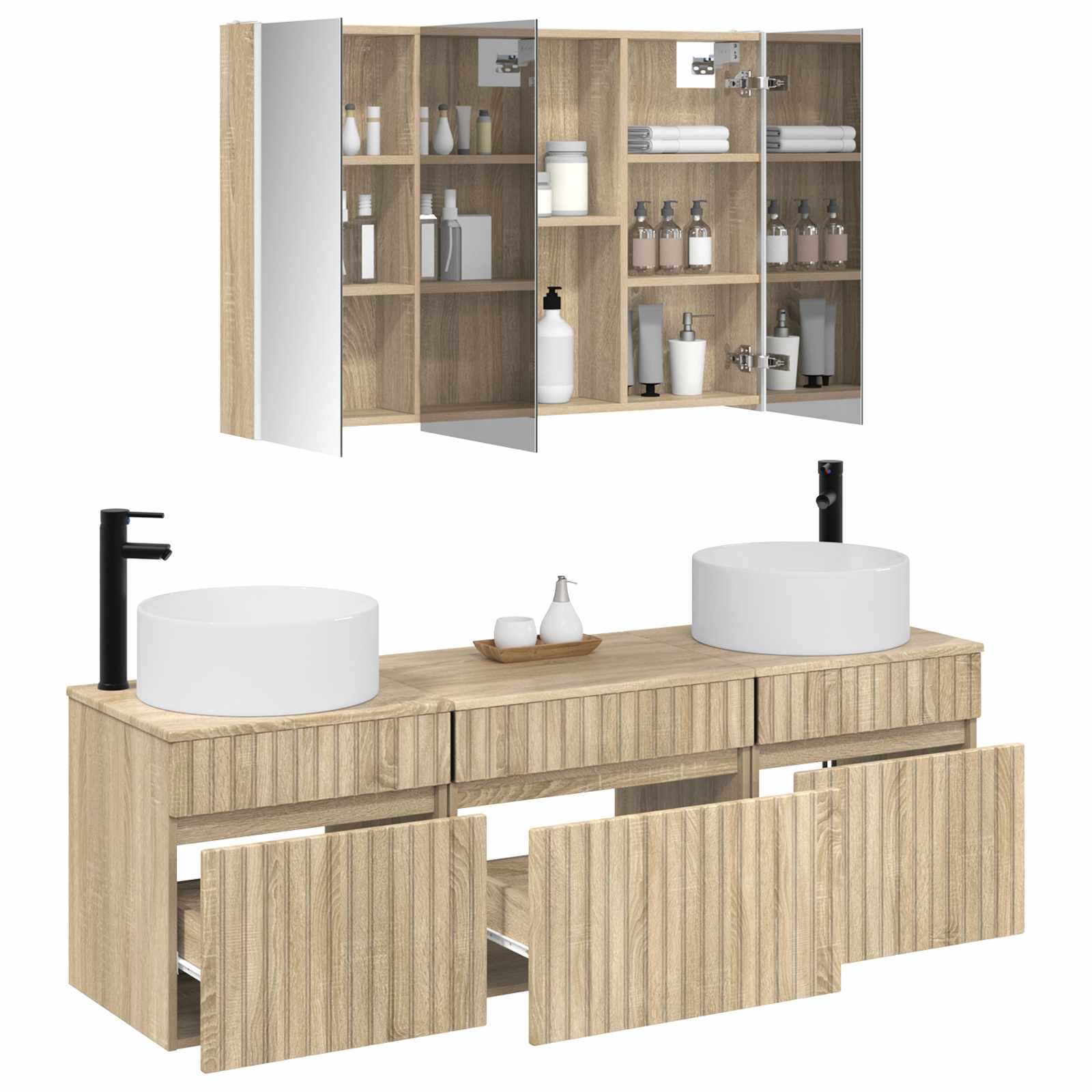 Σετ Ντουλαπιών Μπάνιου 4 pcs Sonoma Δρυς 103,5 x 15,5 x 70 εκ. - Pakobazaar