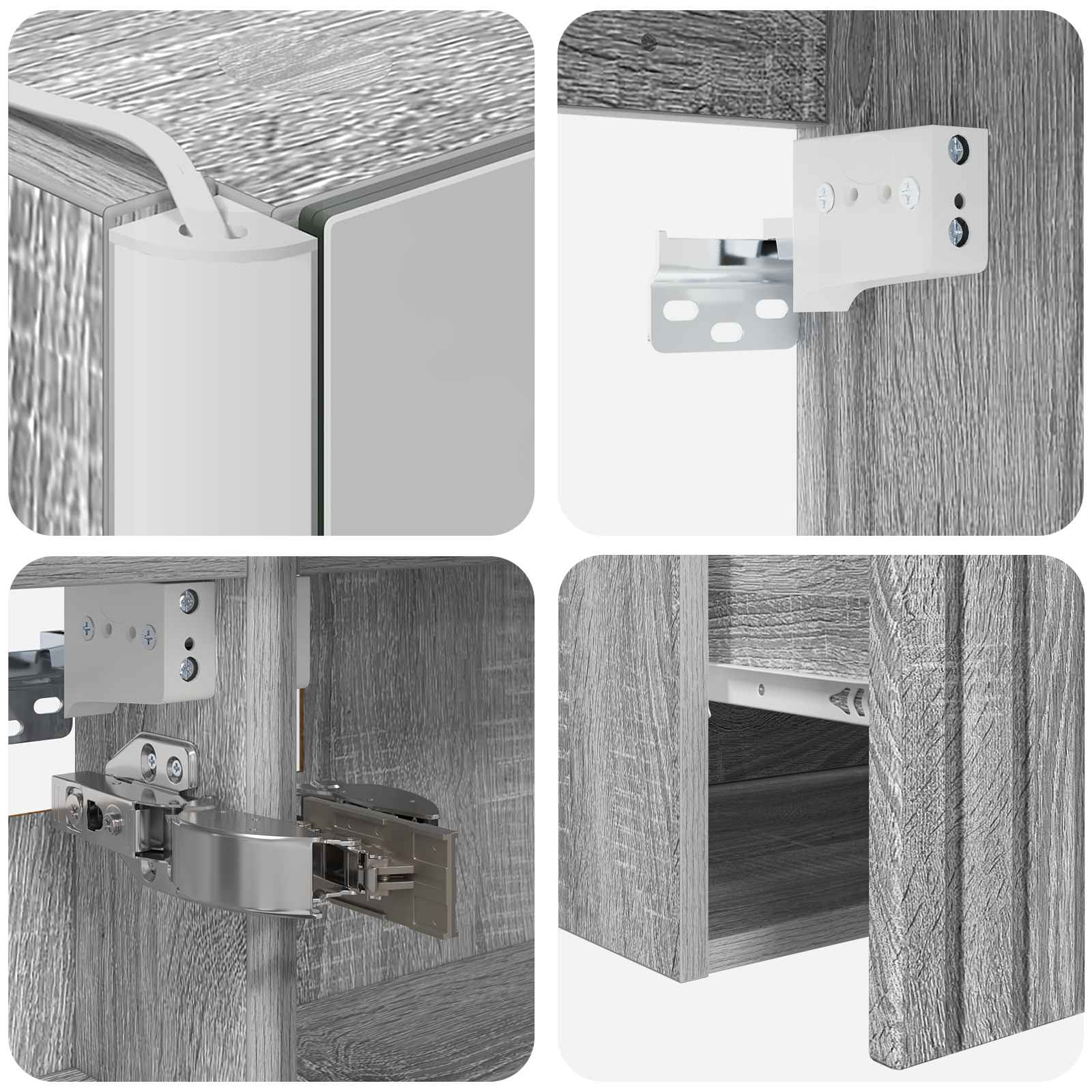 Σετ Ντουλαπιών Μπάνιου 4 pcs Γκρι Sonoma 103,5 x 15,5 x 70 εκ. - Pakobazaar